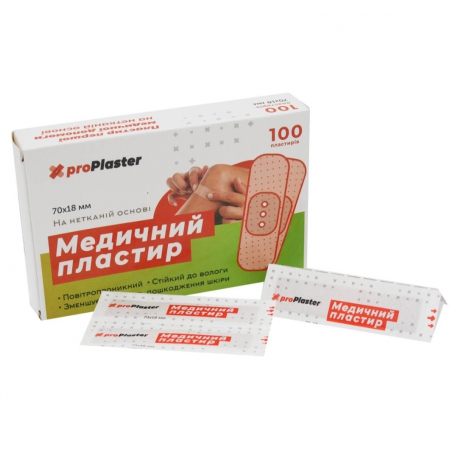 Лейкопластырь "proPlaster" на ткан.основе, 70*18мм, 100шт/пач, 100шт/ящ