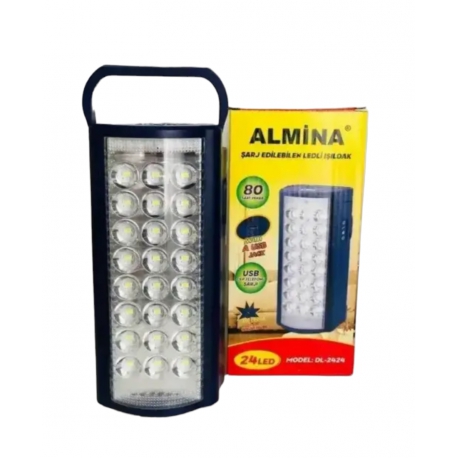 фонарь светодиодный аккумуляторный ALMINA 24 LED 220 V со съёмным аккумулятором 6V