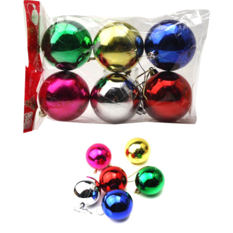 Кульки глянцеві 4см, 6 кольорів, 6шт/уп, 400уп/я