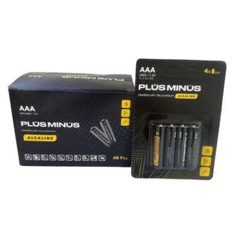 Батарейка LR03 Plus minus 4шт на блистере ALKALINE POWER , 48 шт/уп, 960шт/ящ
