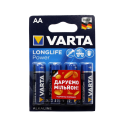 Батарейка LR06 Varta HIGH ENERGY/LONGLIFE POWER на блистері 4шт (4906121414), 80шт/ящ