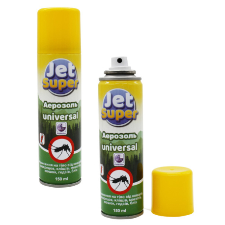 Аерозоль від комарів Jet Super Турція 150ml repellent Universal ,4 години , 48шт/ящ