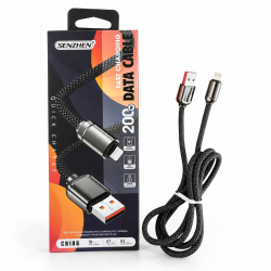 Кабель обплетений для заряджання та передавання даних USB-A — Lightning, чорний, №CB186, 300шт/ящ